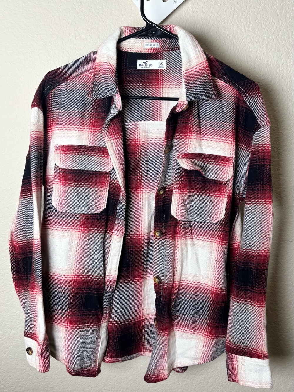 Hollister Oversized Red & Black Boyfriend Flannel